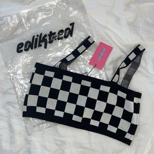 Edikted checkered white and black crop top